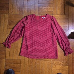 Calvin Klein Red and Blac Patterned Blouse